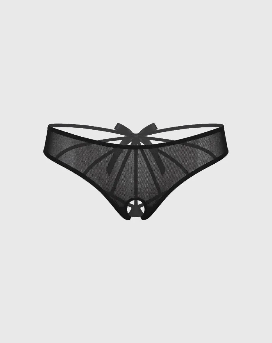 René Rofé Cage Back slip sgambato nero S/M aperto dietro