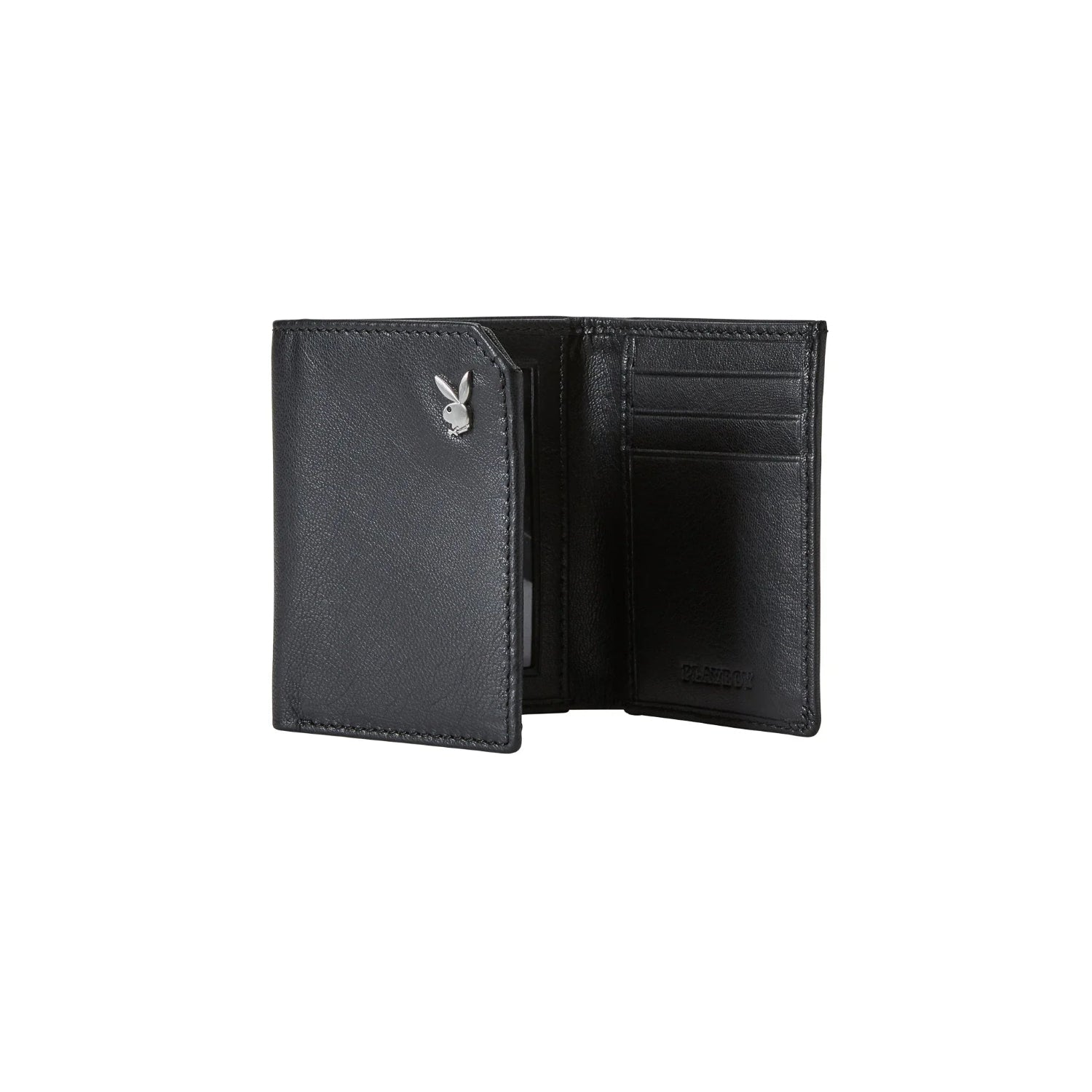 Playboy Milled Trifold portafoglio pelle nero
