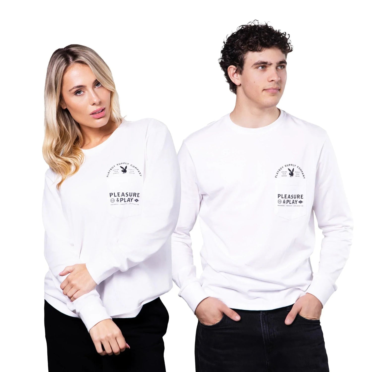 Playboy Play PB L/S Tee maglietta manica lunga cotone bianca