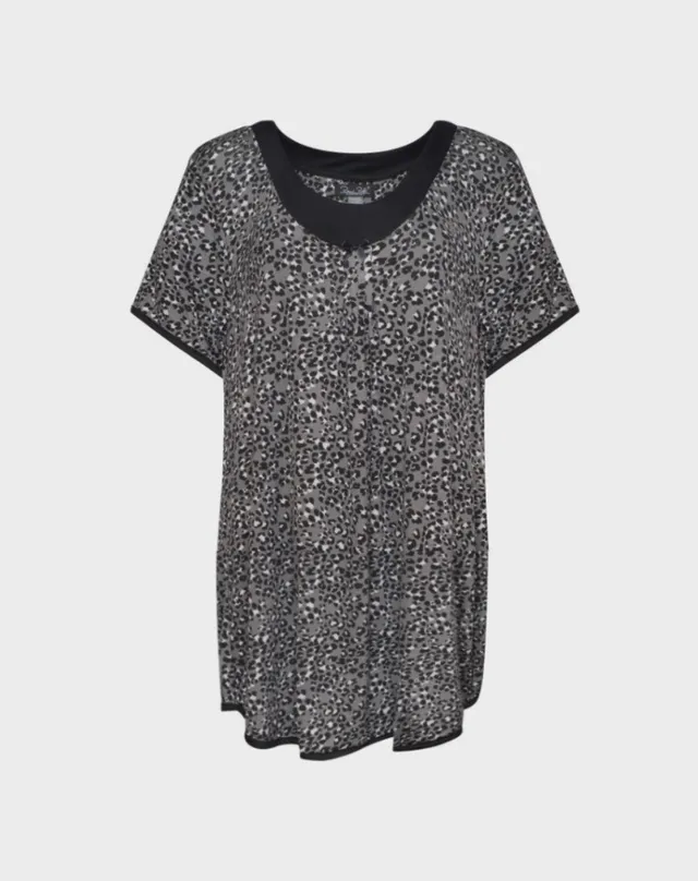 René Rofé Rayon Spandex Camicia Notte S Grigio Morbido