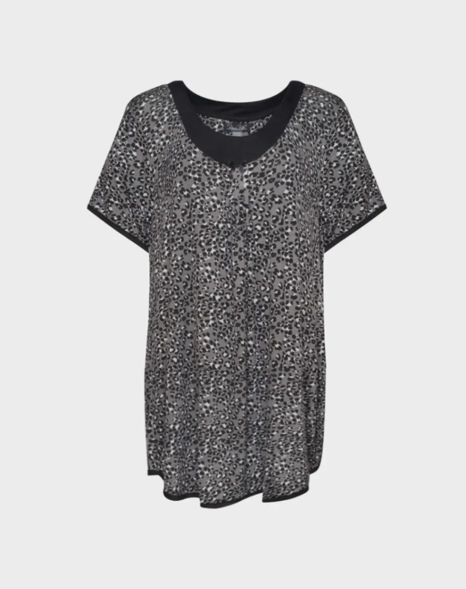 René Rofé Rayon Spandex Camicia Notte S Grigio Morbido