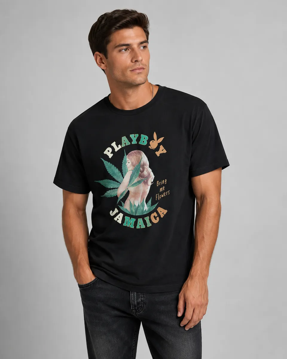 Playboy Jamaica Heat t-shirt nera cotone unisex