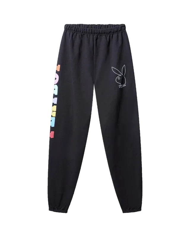 Playboy Color-Block pantaloni tuta neri cotone