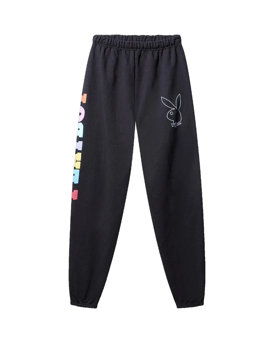 Playboy Color-Block pantaloni tuta neri cotone