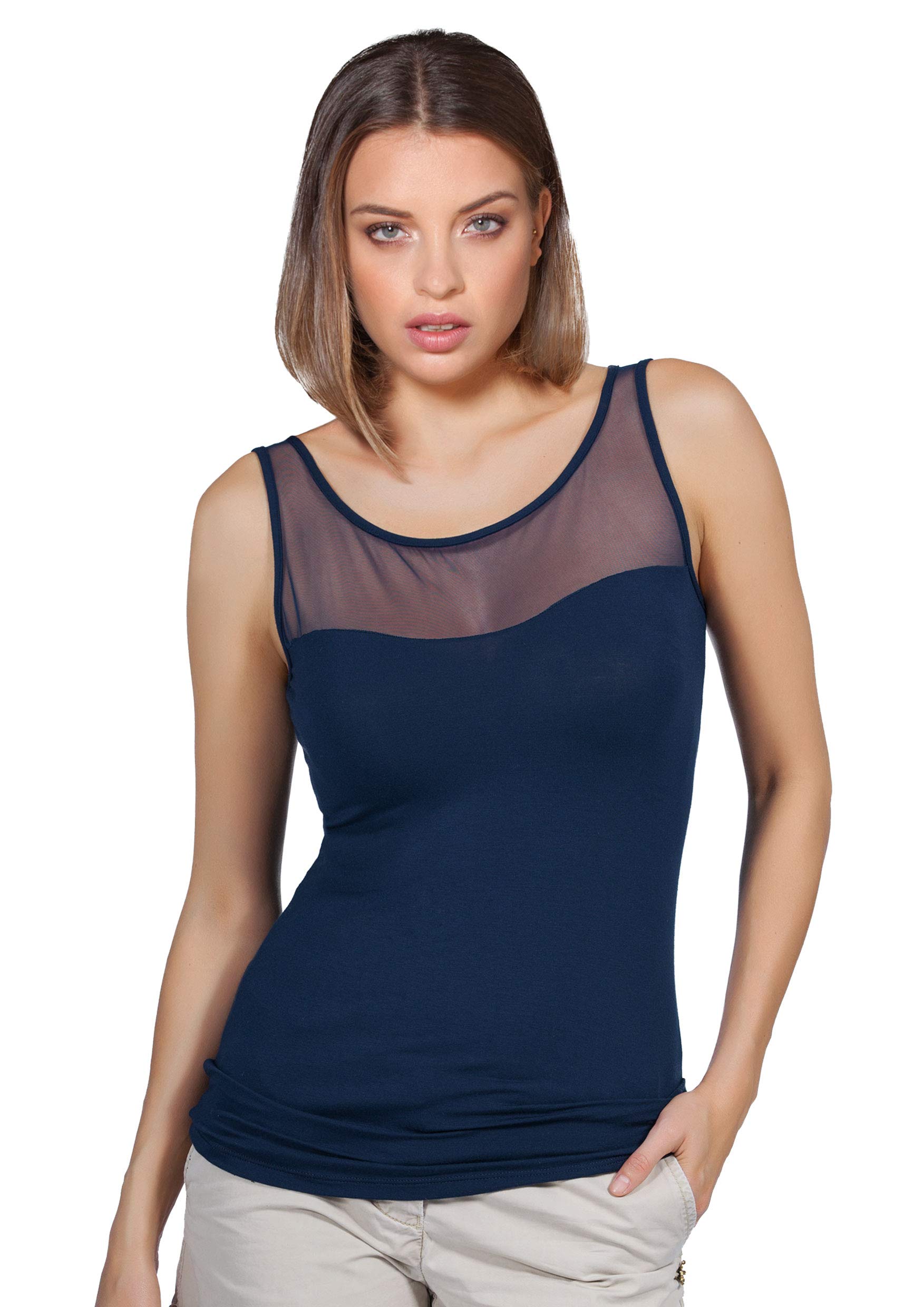 Egi canottiera tulle modal donna nero S-M elegante