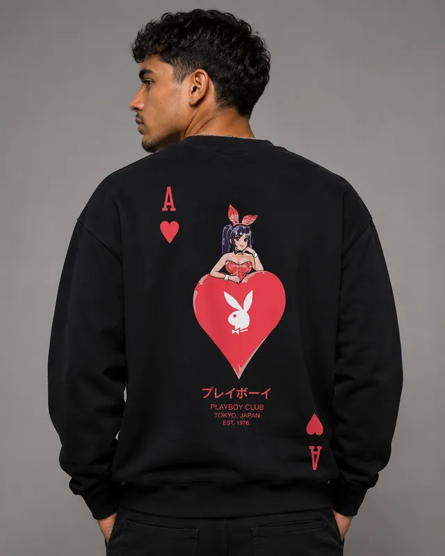 Playboy Ace of Hearts felpa girocollo nera unisex