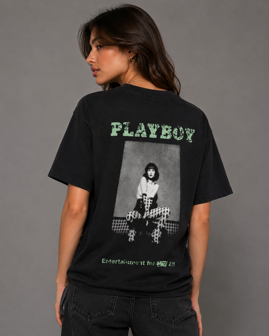 Playboy Dots Tee t-shirt nera cotone unisex