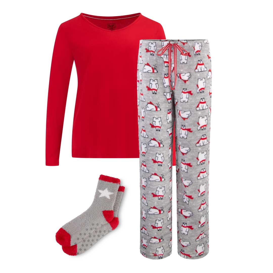 René Rofé Christmas pigiama natalizio 3 pezzi renne rosse M