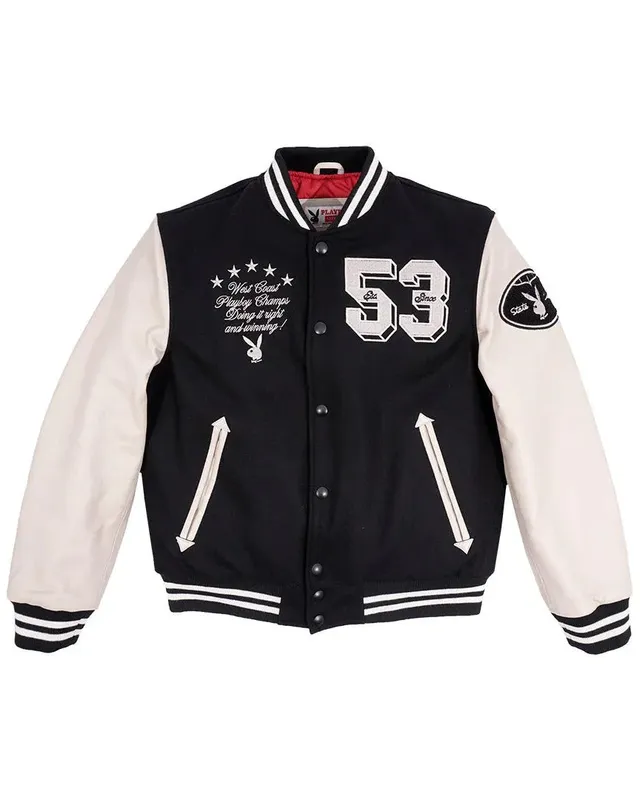 Playboy 53 Premium Varsity giacca nera ecru