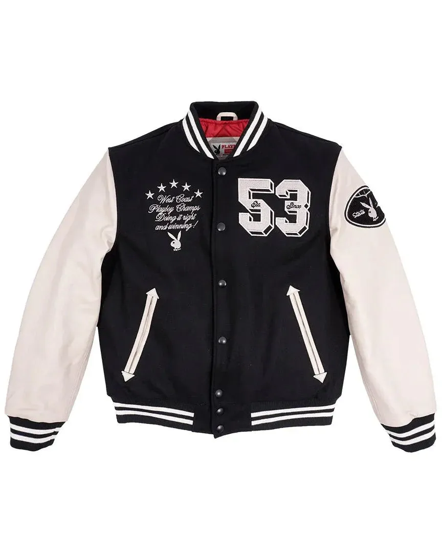 Playboy 53 Premium Varsity giacca nera ecru