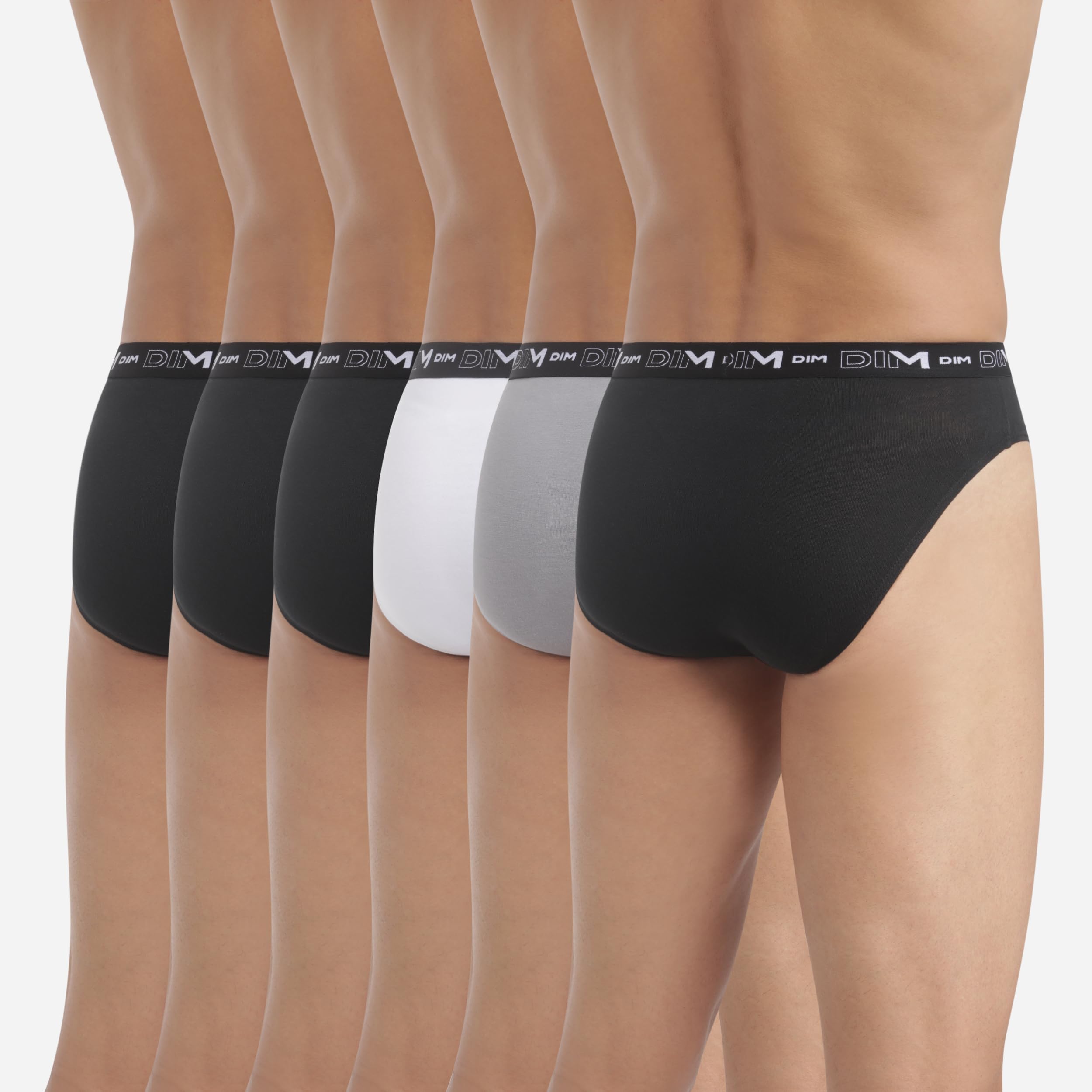 DIM Slip Uomo Cotone Elasticizzato 6 Pezzi Nero Grigio