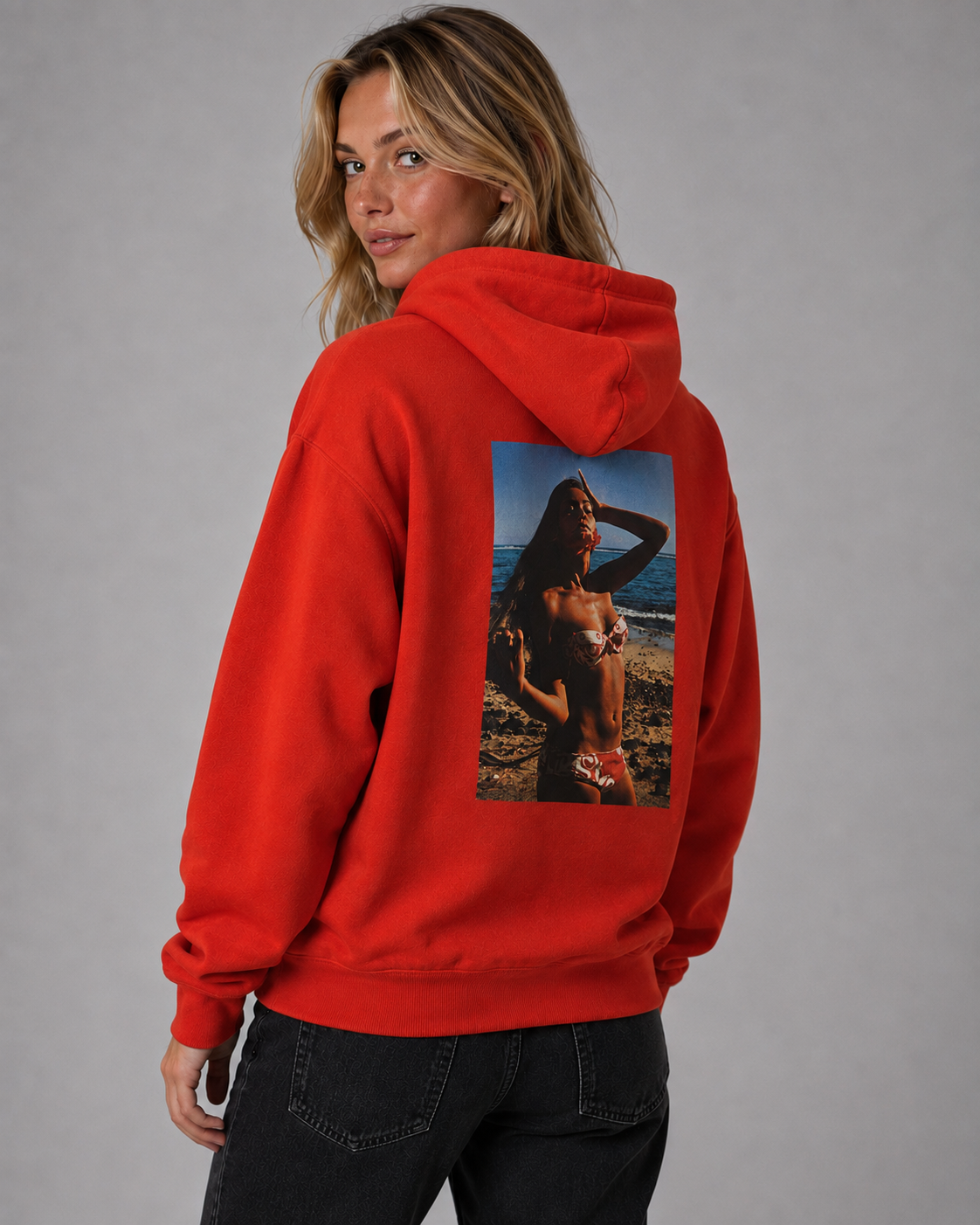Playboy Enjoy hoodie felpa cappuccio rossa pile