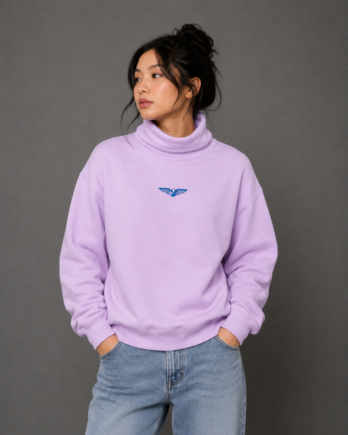 Playboy Aviation Wings felpa collo alto senape cotone