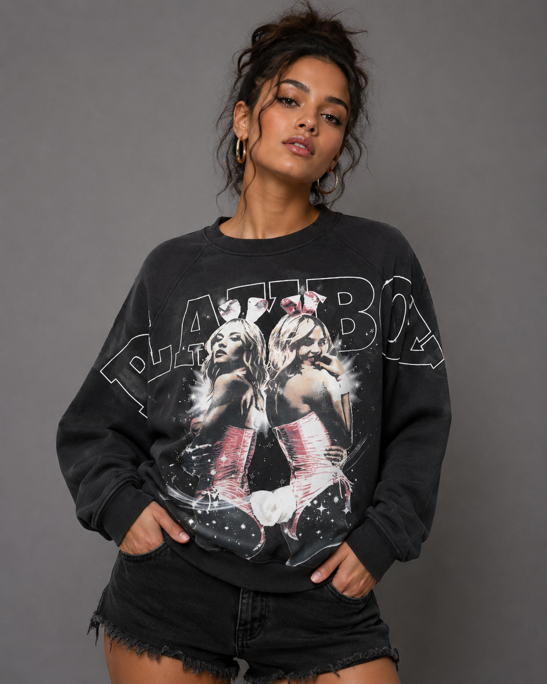Playboy Twins Sweatshirt felpa cotone vintage black