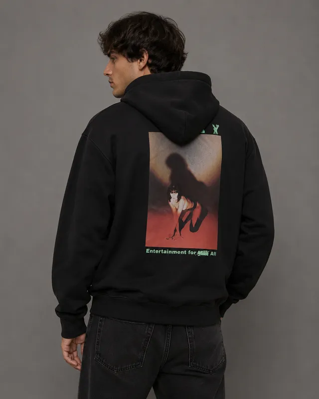 Playboy Shadow felpa nera cappuccio cotone