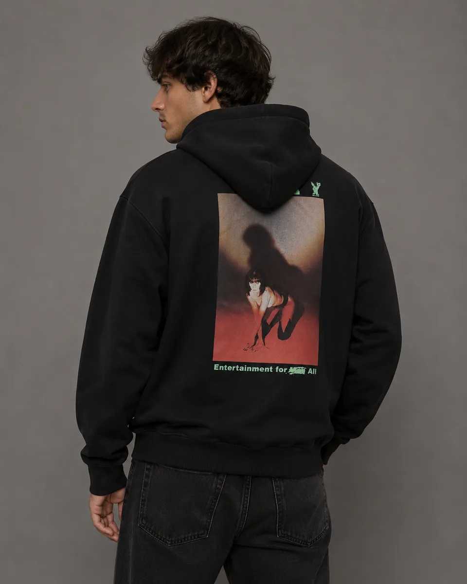 Playboy Shadow felpa nera cappuccio cotone