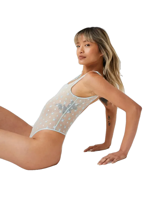 Playboy Icon body viola sgambato pizzo