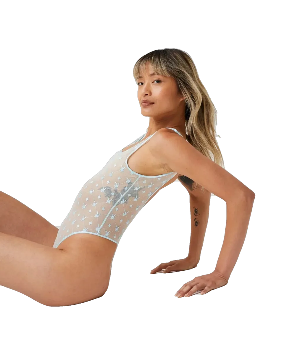 Playboy Icon body viola sgambato pizzo
