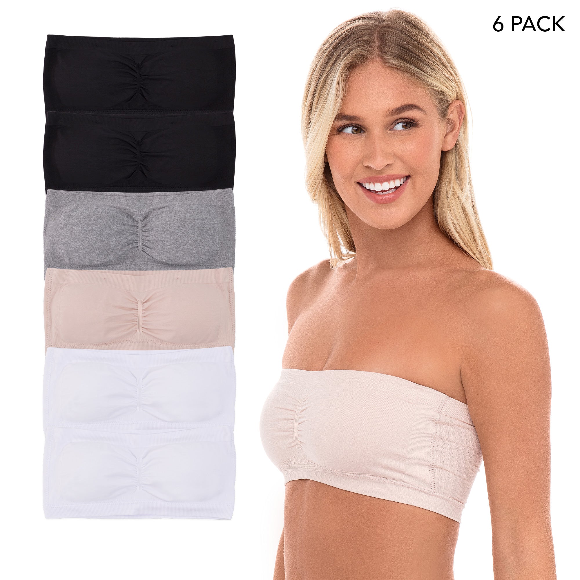 René Rofé 6 Pack Bandeau Bralette Fascia S/M 6 Pezzi