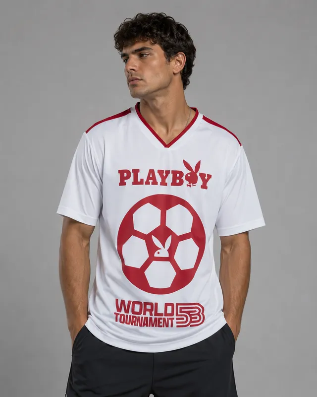 Playboy World Tournament Jersey maglia calcio bianca rossa