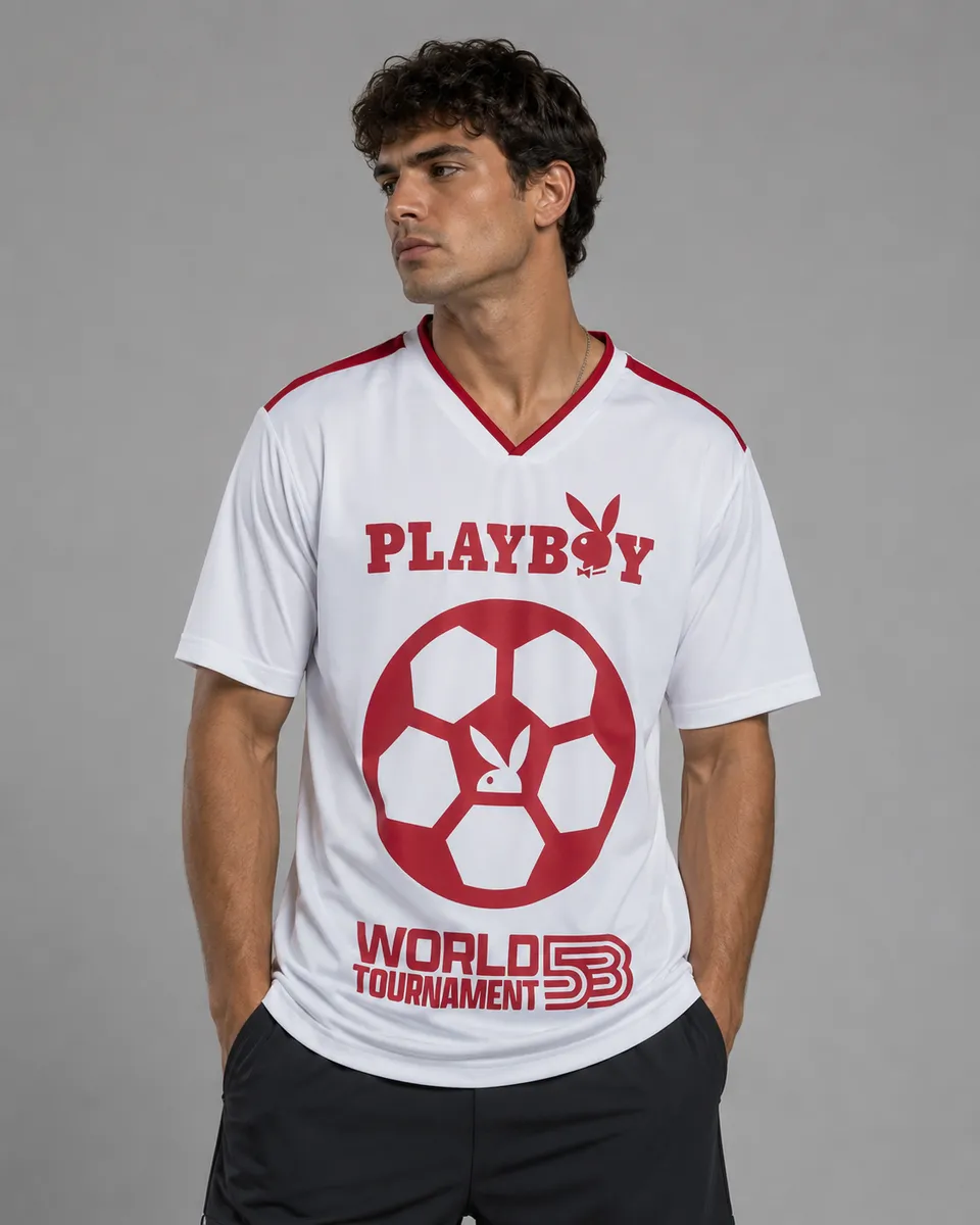 Playboy World Tournament Jersey maglia calcio bianca rossa