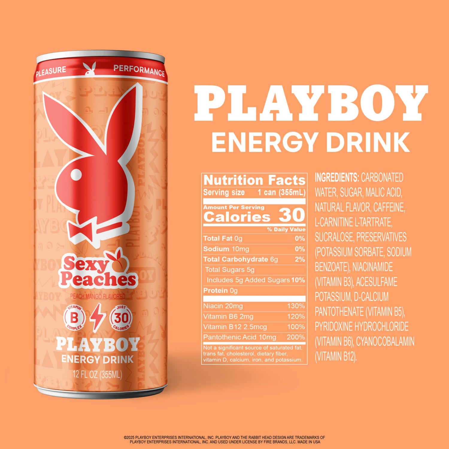 Playboy Energy Sexy Peaches bevanda mango 12 lattine