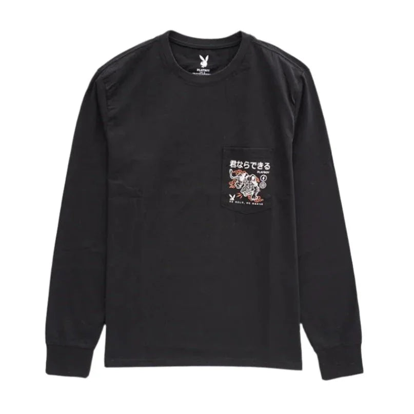 Playboy Be Brave maglietta manica lunga bianca cotone unisex