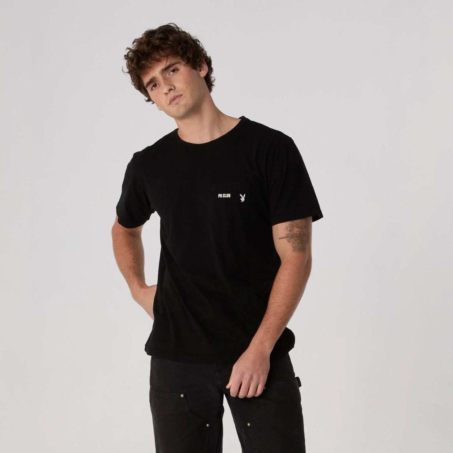 Playboy Club Pocket Tee t-shirt nera cotone