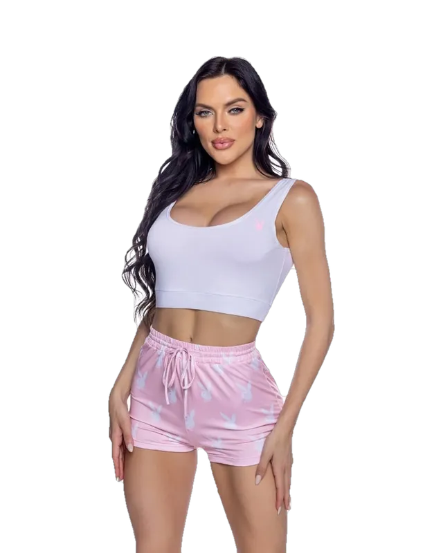 Playboy Slumber Bunny pigiama rosa 2 pezzi donna