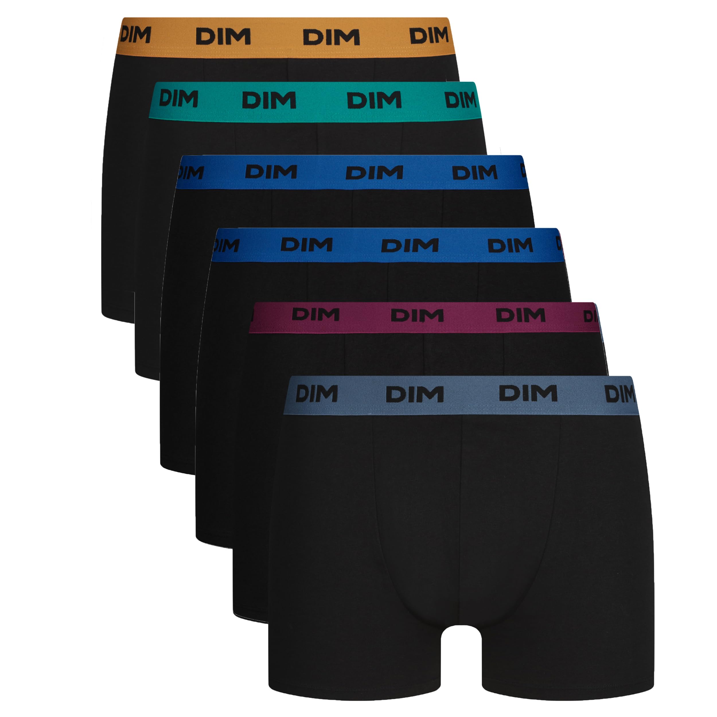 Dim Mix and Colors Boxer Uomo 6pz Cotone Nero Cintura Logo