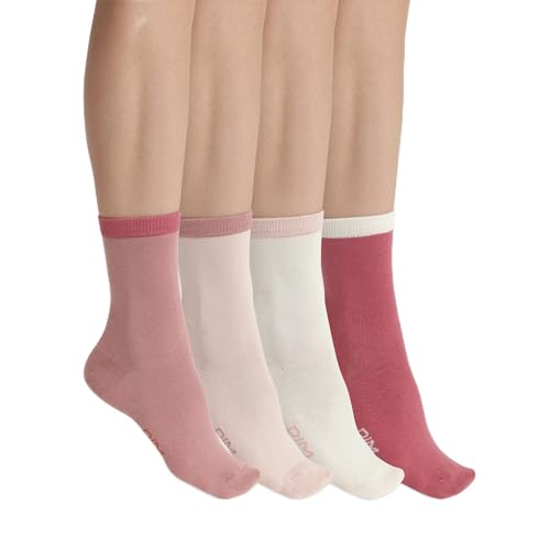 DIM Ecodim Mode calzini donna alti 4 paia bianco rosa