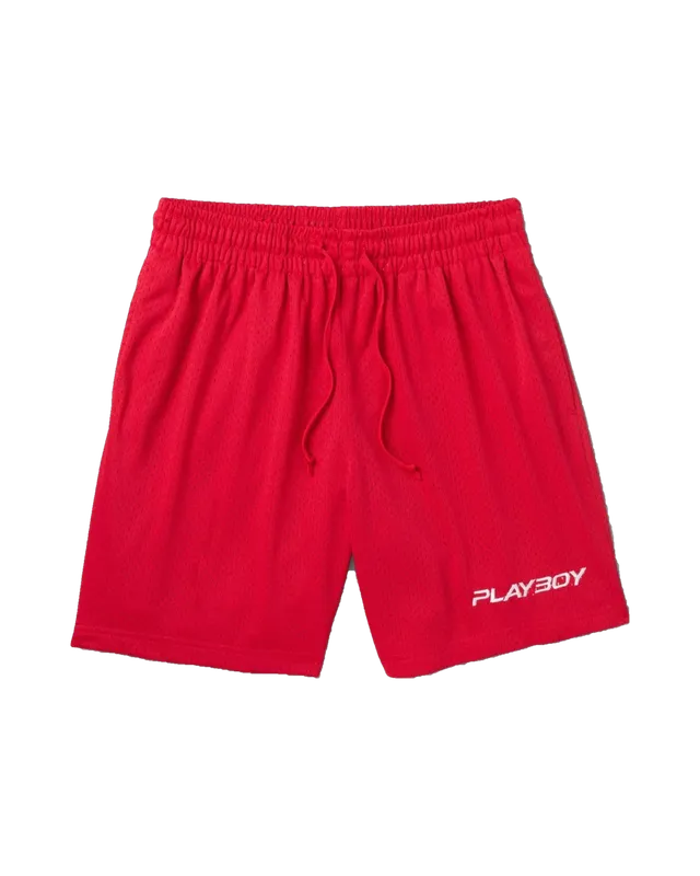 Playboy Classic pantaloncini basket rossi mesh uomo