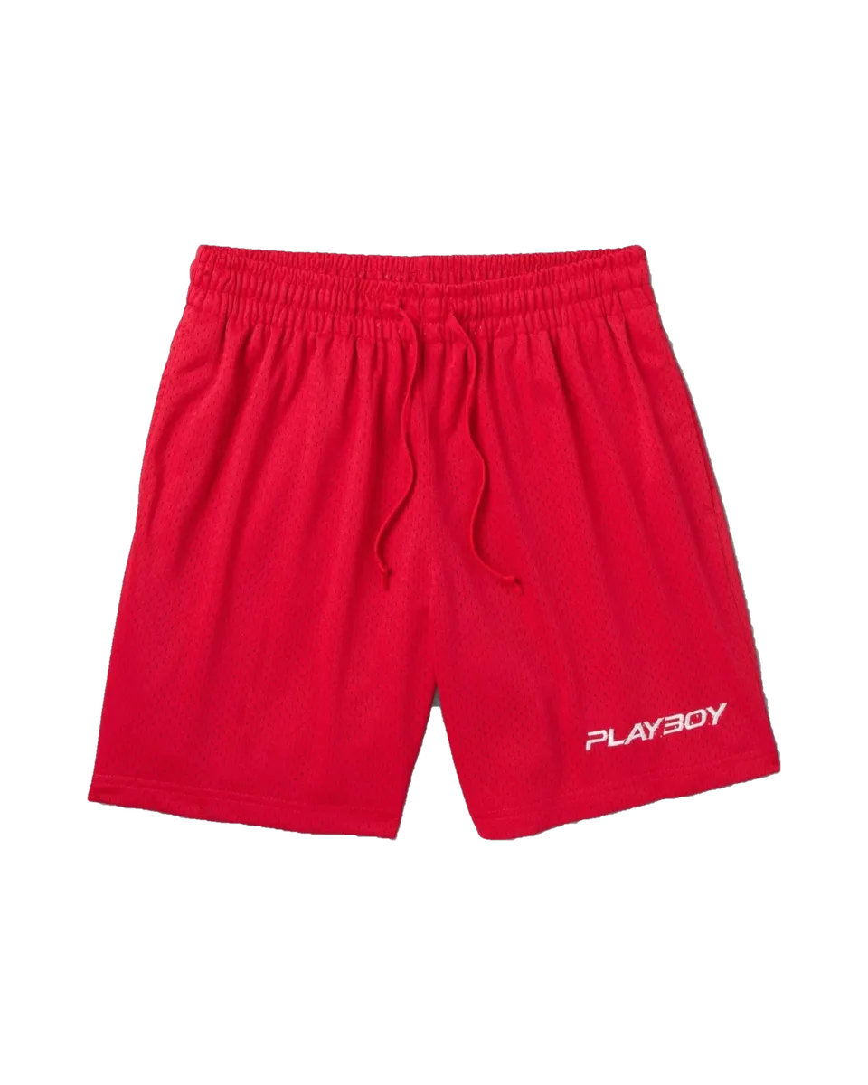 Playboy Classic pantaloncini basket rossi mesh uomo