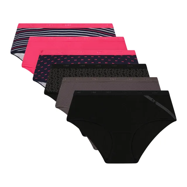 DIM Les Pockets Boxer Donna x6 L rosa nero cotone morbido