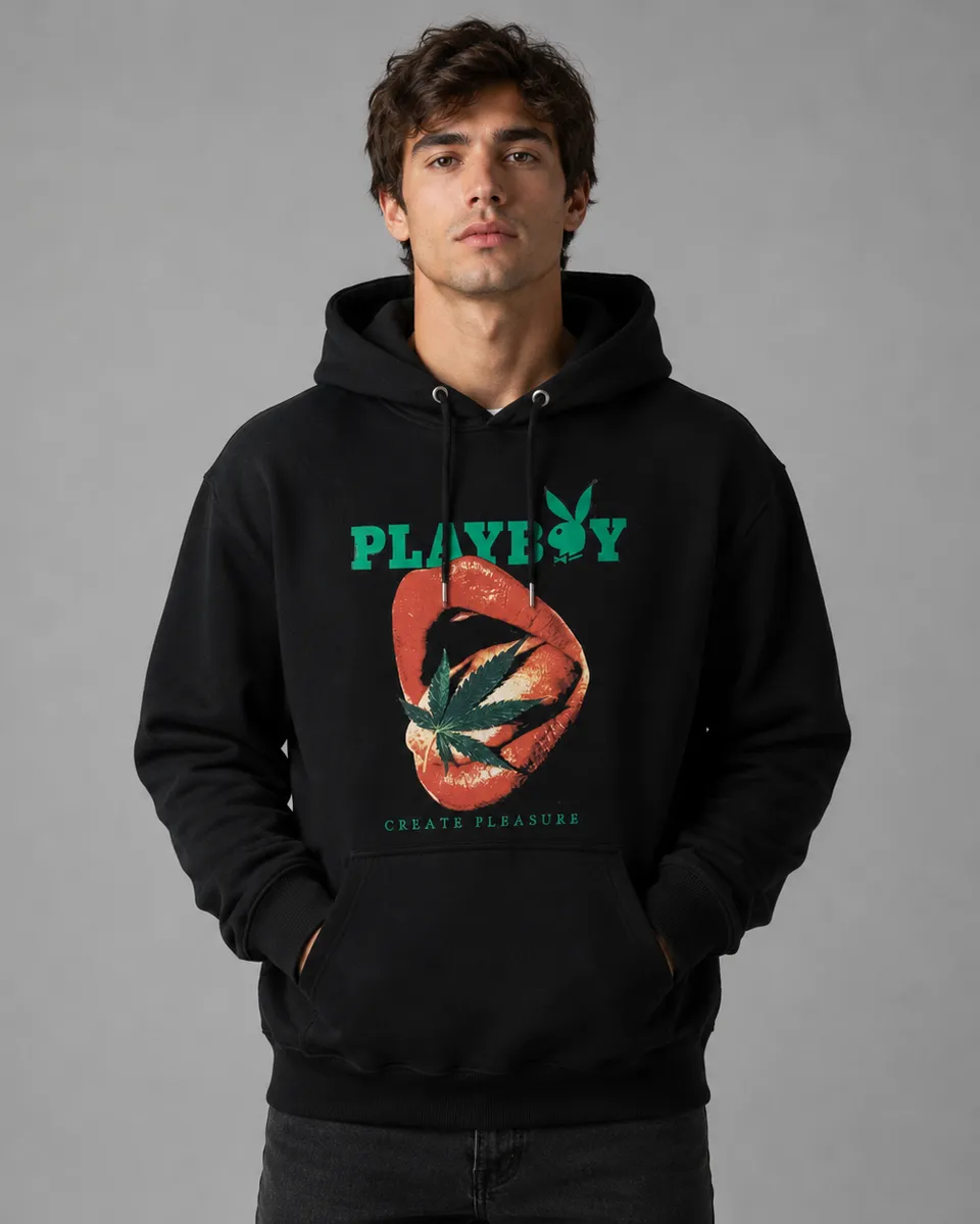 Playboy Create Pleasure felpa cappuccio nera taglia S