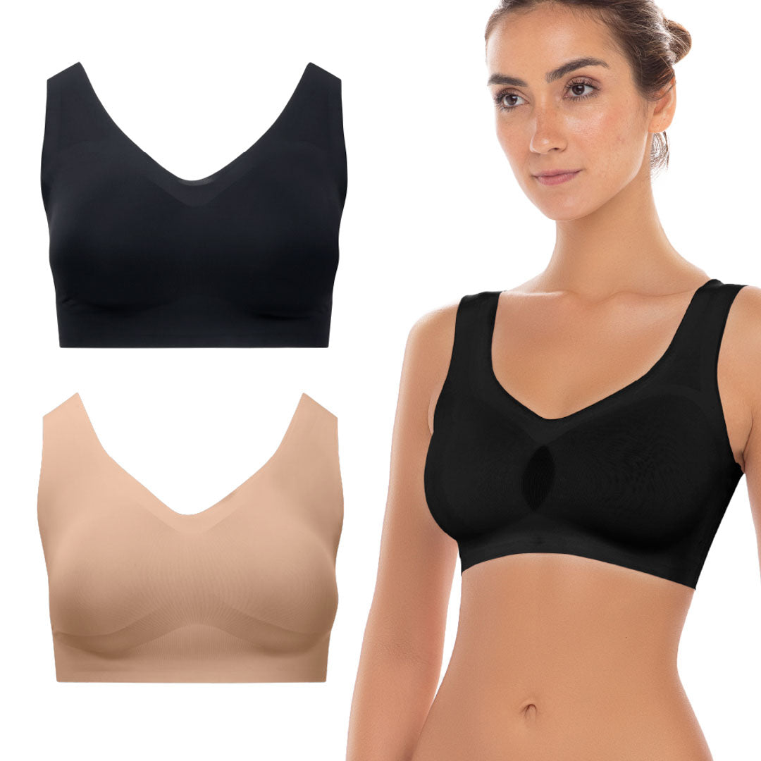 René Rofé Wireless reggiseno sportivo S nero/beige 2 pezzi seamless