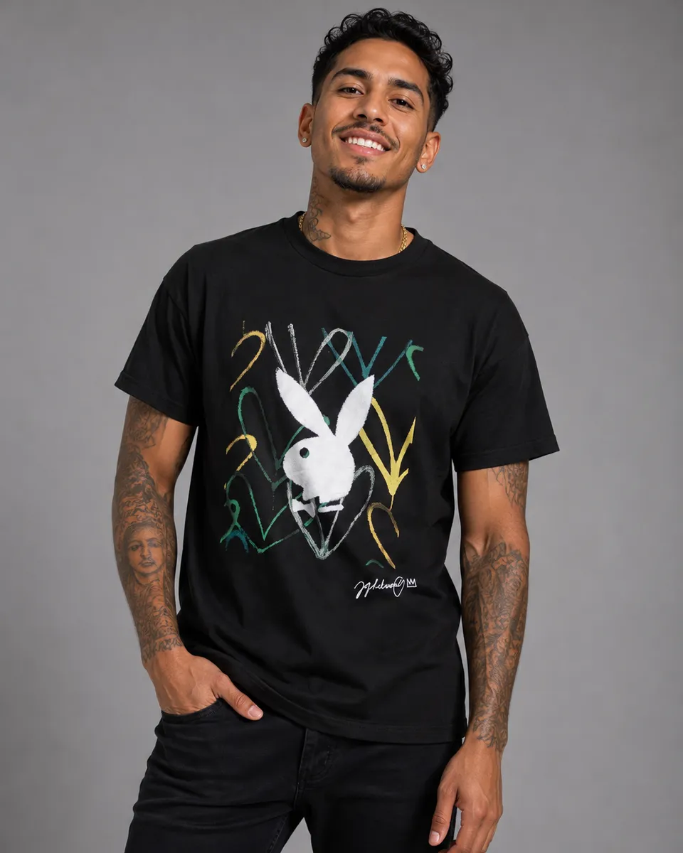 Playboy Street RHD t-shirt nera unisex grafica