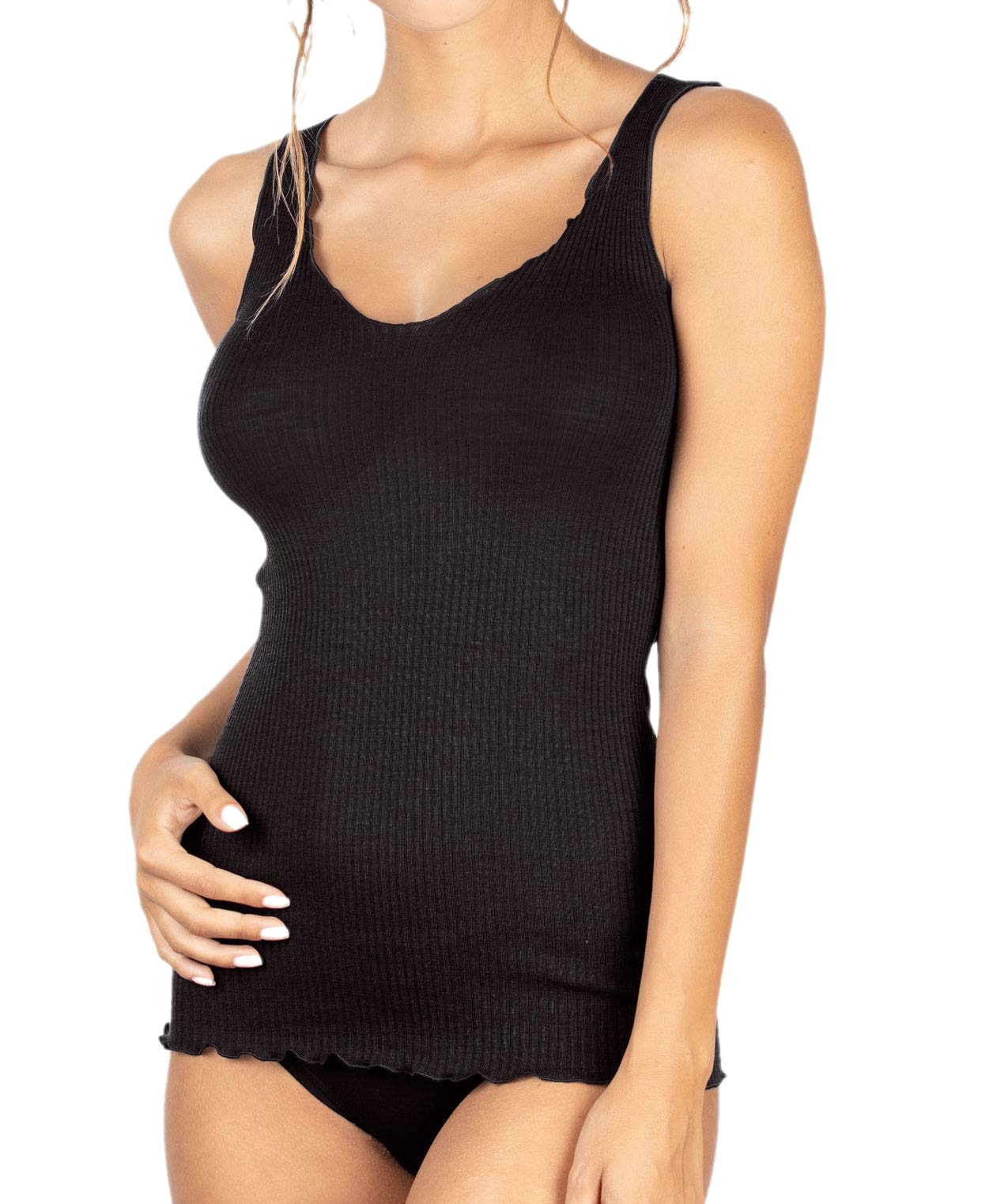 Egi Canotta Donna Spallina Larga S-M bianco lana e seta