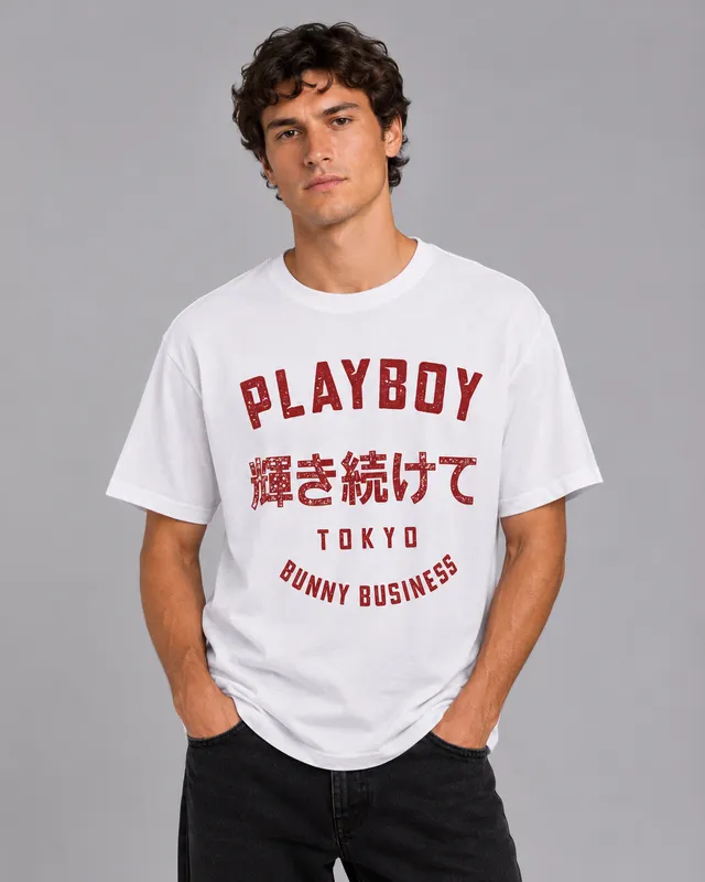 Playboy Tokyo Tee t-shirt bianca cotone unisex
