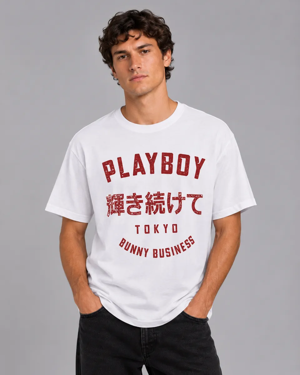 Playboy Tokyo Tee t-shirt bianca cotone unisex