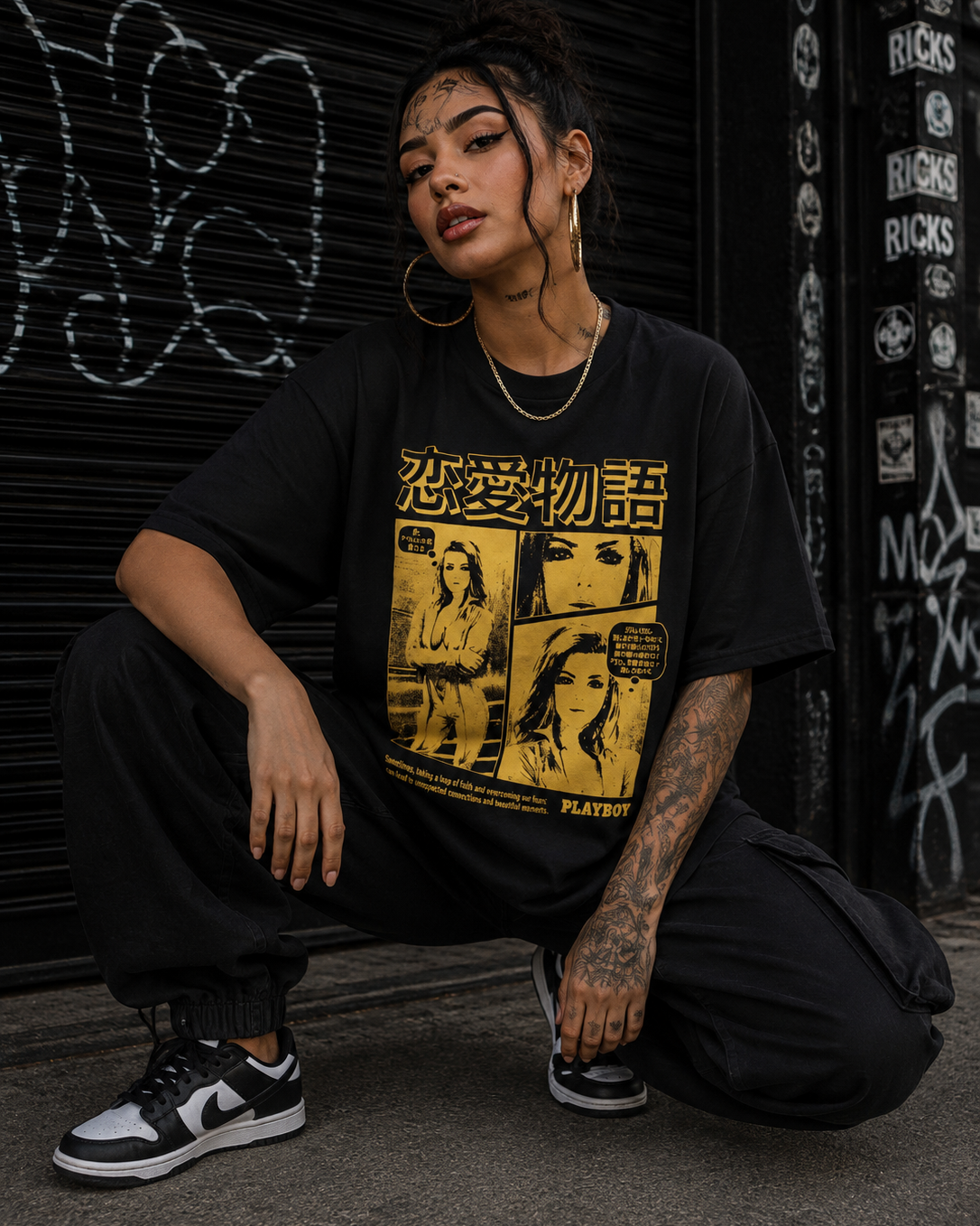 Playboy Love Story t-shirt nera cotone unisex