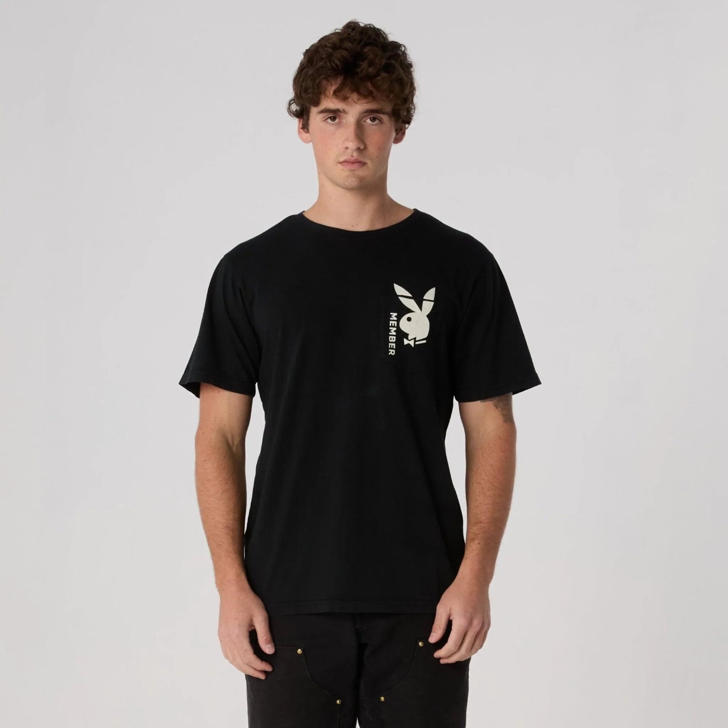 Playboy Bunny Member Pocket Tee t-shirt nera M in cotone