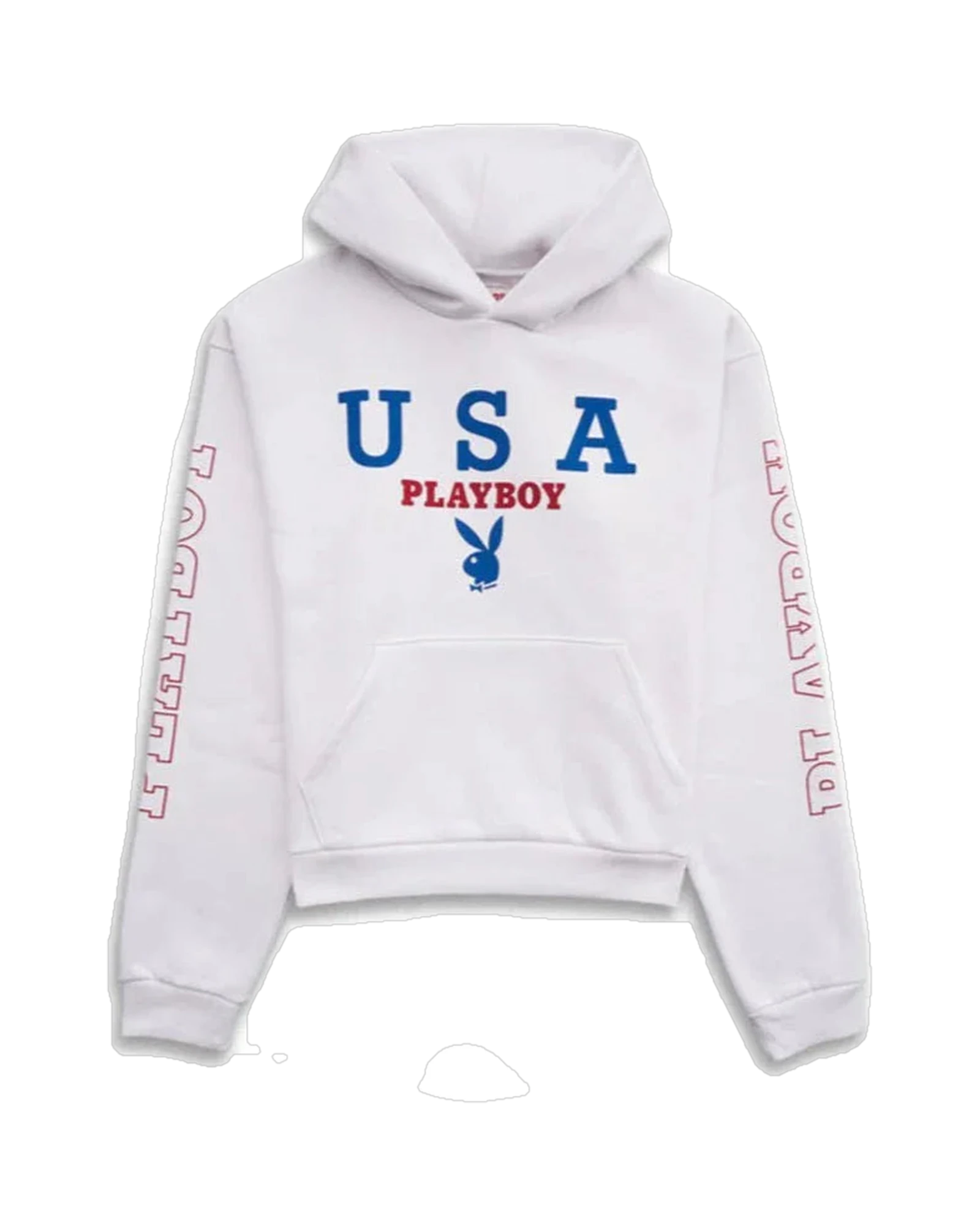 Playboy USA Hoodie felpa con cappuccio bianca fleece