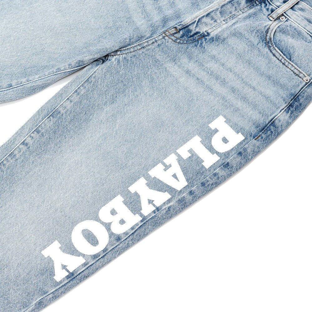 Playboy Masthead Denim jeans dritti vita alta azzurri