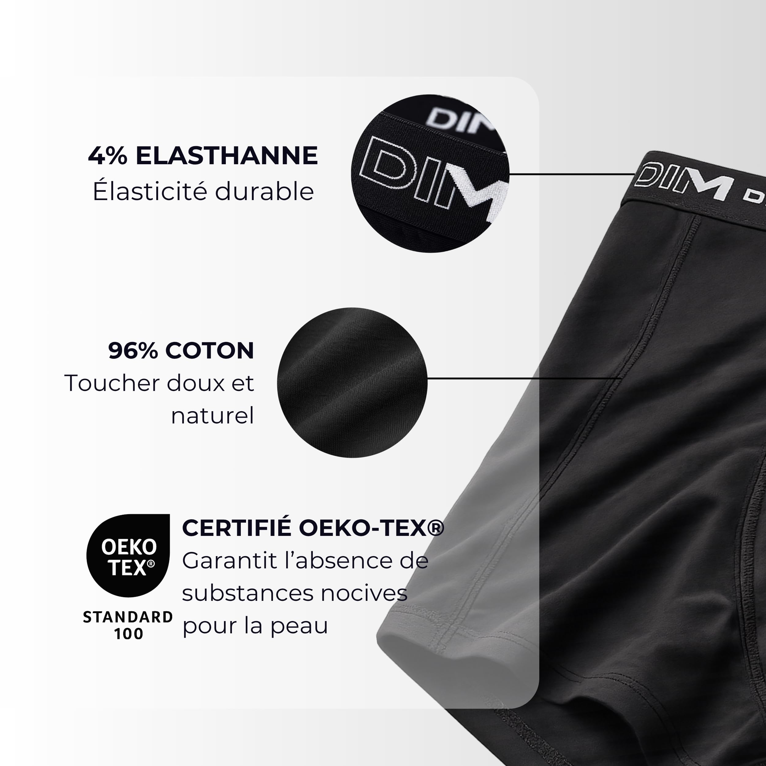 DIM Essential Boxer Uomo Cotone 6 Pezzi Nero Traspirante