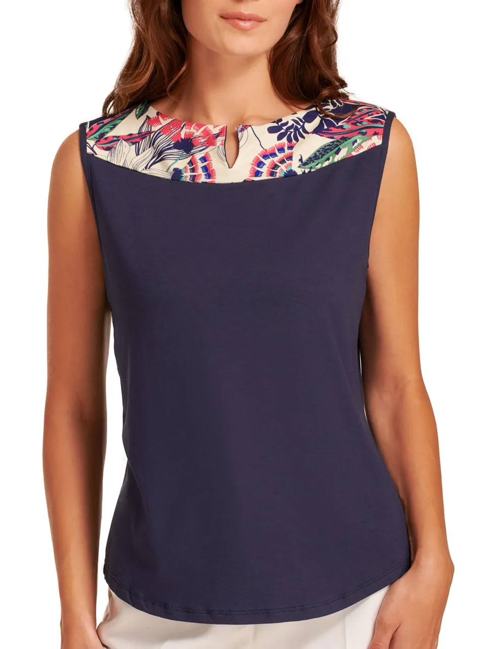 Egi Art. 1745 Top Donna Viscosa Blu Fantasia Floreale Spalla
