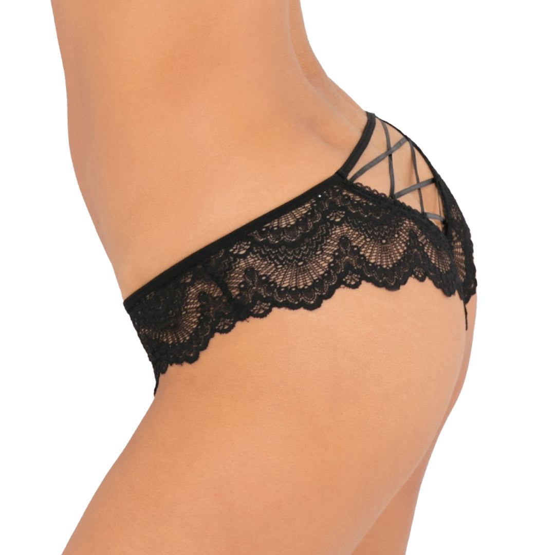 René Rofé Crotchless Slip Pizzo Schiena Incrociata