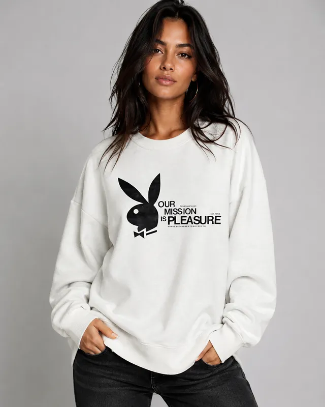 Playboy Our Mission felpa girocollo bianca oversize