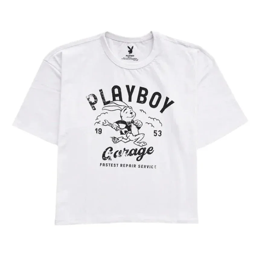 Playboy Repairs t-shirt bianca cotone oversize S