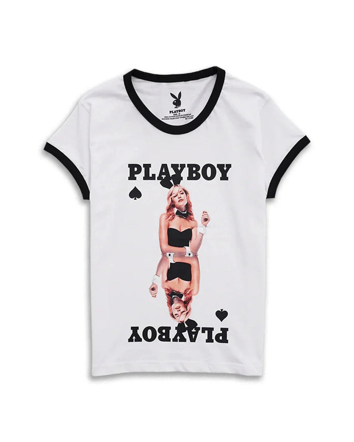 Playboy Queen of Spades t-shirt donna bianca cotone